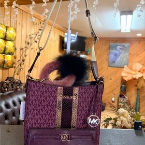 Michael Kors Plum and Gold Crossbody Bag